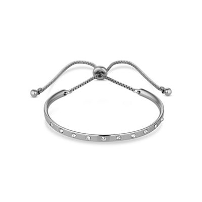 Silver curved bar toggle bracelet